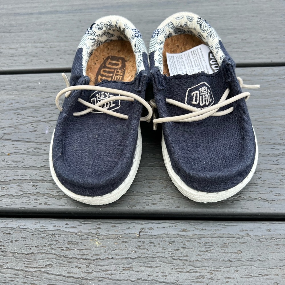 Toddler size 5 navy blue hey dude shoes